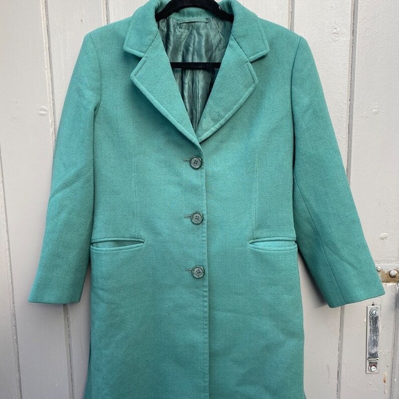 Vintage Green Crepe Car Coat Swing Coat // SIZE S - Picture 1 of 9